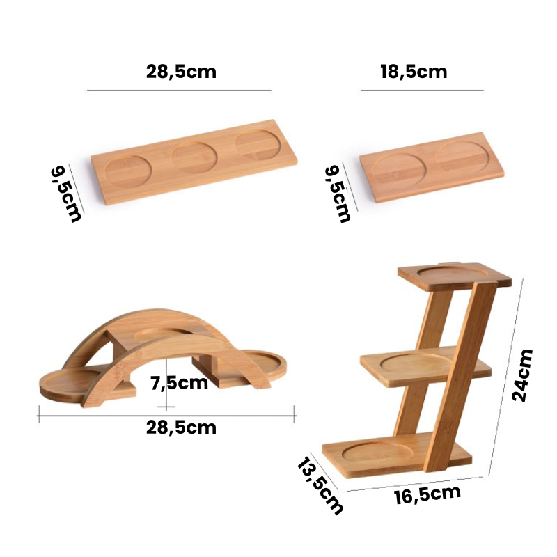 Porta Temperos de Cerâmica com Base de Bambu