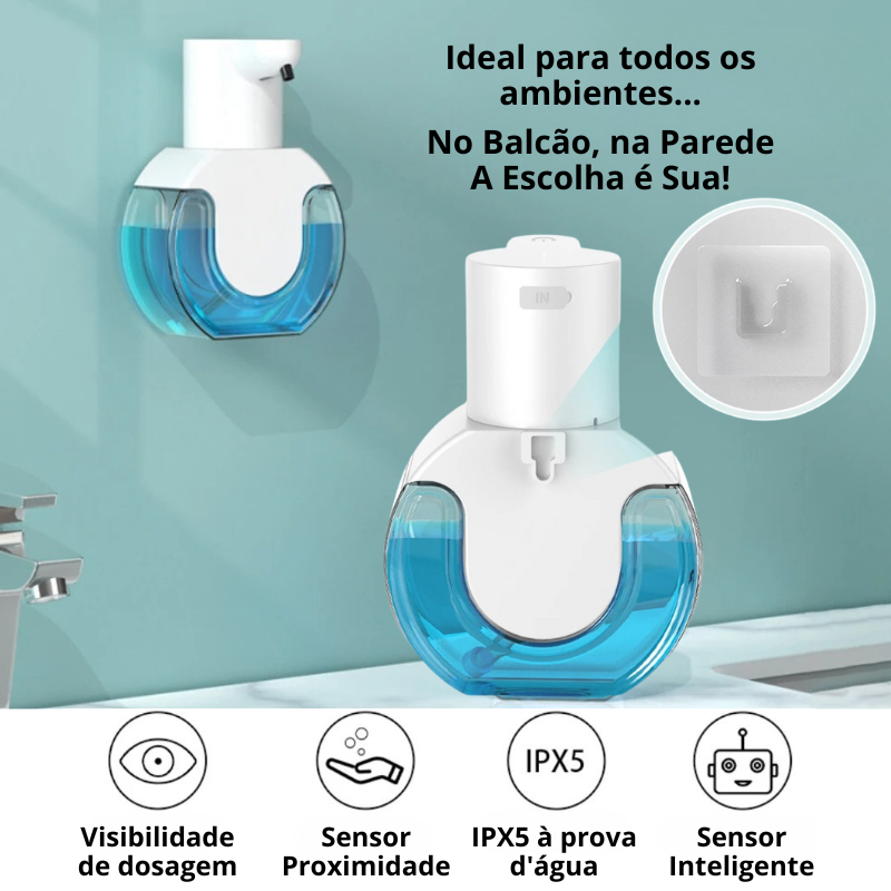 Dispenser Automático de Sabão em Espuma com Carregamento Tipo C