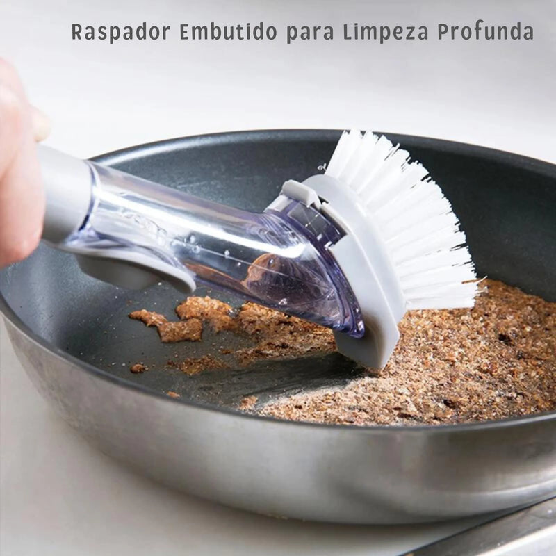 Escova de Limpeza 2 em 1: Dispenser e Dosador de Sabão