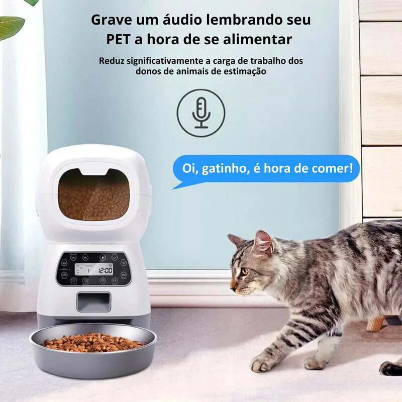 Alimentador Automático Inteligente para Pets 3.5L com Wi-Fi e Gravador de Voz - Alimentação Programada para Gatos e Cães